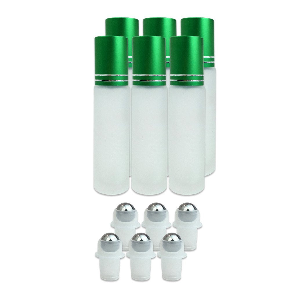 Beauticom Glass Roll On Bottle 10Ml ~ 1/3 Oz With Metal Cap, Stainless Steel Roll Balls For Essential Oil, Aromatherapy, Perfume